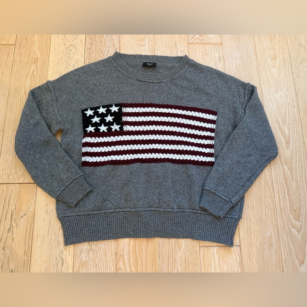 Vici Womens USA american‎ flag oversized drop shoulder sweater size L nautical